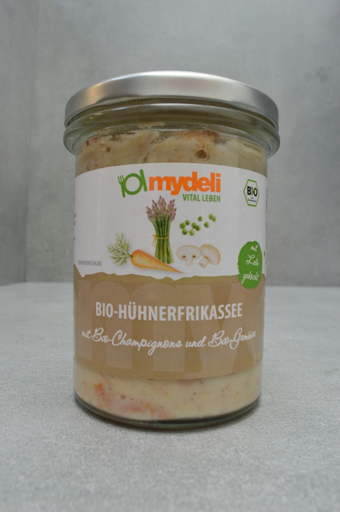 Bio Hühnerfrikassee mit Champignons und Gemüse